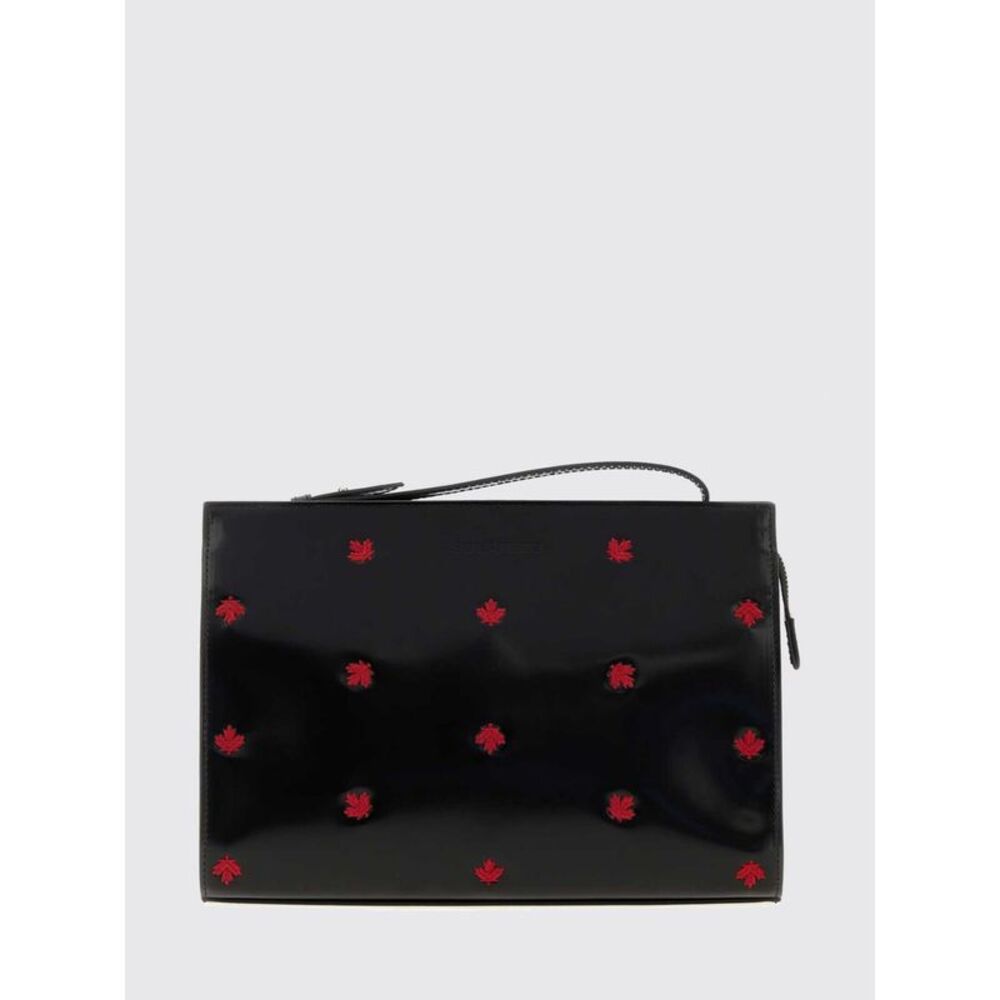 Dsquared2 Patent Leather Document Holder Pouch With Embroidered Logo